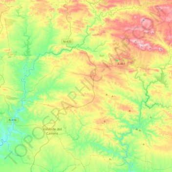 Carte topographique Cuenca Minera, altitude, relief