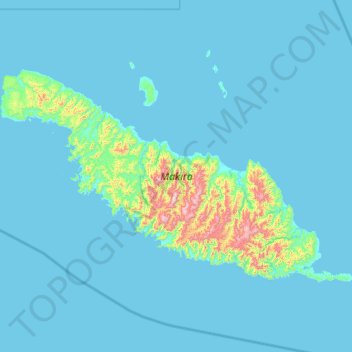 Carte topographique Makira, altitude, relief