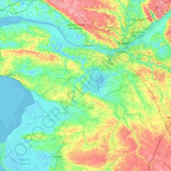 Carte topographique Pays de Retz, altitude, relief