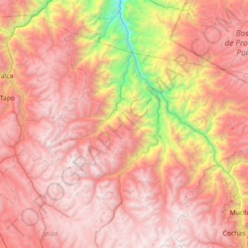 Carte topographique Monobamba, altitude, relief