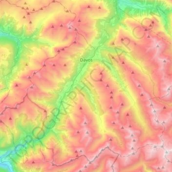 Carte topographique Davos, altitude, relief