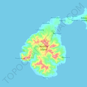 Carte topographique Feni Islands, altitude, relief