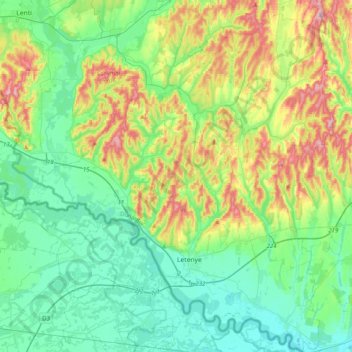 Carte topographique Komitat Zala, altitude, relief