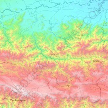 Carte topographique Puncak, altitude, relief