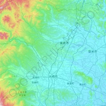 Carte topographique Osaki, altitude, relief