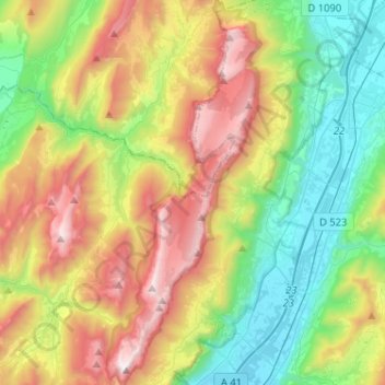 Carte topographique Réserve naturelle des Hauts de Chartreuse, altitude, relief