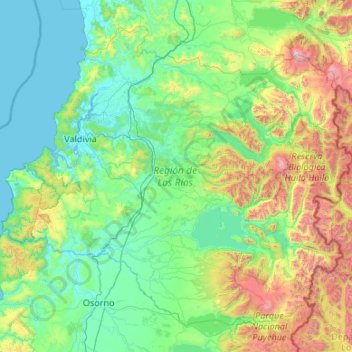Carte topographique Fleuves, altitude, relief