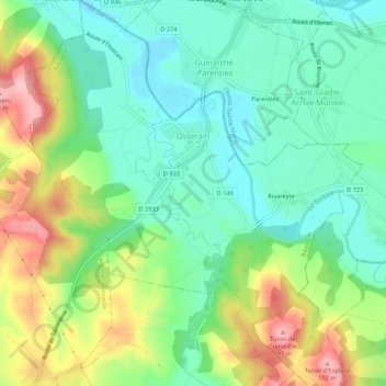 Carte topographique Osserain-Rivareyte, altitude, relief