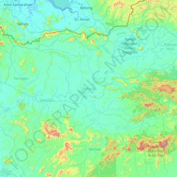 Carte topographique Sintang, altitude, relief