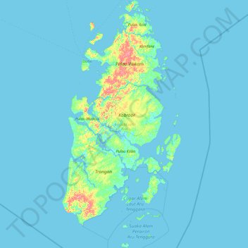 Carte topographique Aru Islands, altitude, relief