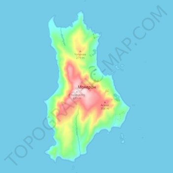 Carte topographique Isla Moneron, altitude, relief
