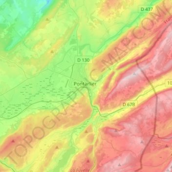 Carte topographique Communauté de communes du Grand Pontarlier, altitude, relief