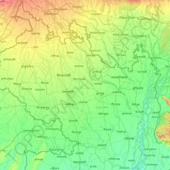 Carte topographique Rangpur Division, altitude, relief
