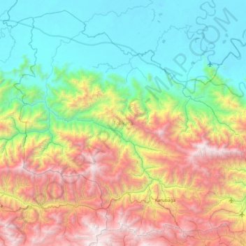 Carte topographique Tolikara, altitude, relief