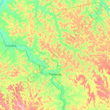 Carte topographique Timbiras, altitude, relief