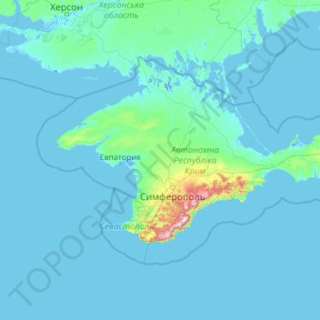 Carte topographique République Autonome de Crimée, altitude, relief