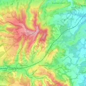 Carte topographique Haslemere, altitude, relief