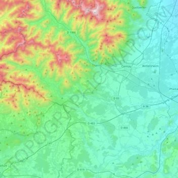 Carte topographique La Doller, altitude, relief