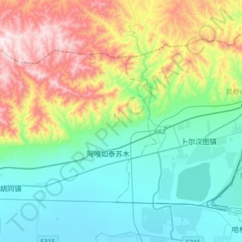 Carte topographique 阿嘎如泰苏木, altitude, relief