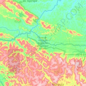 Carte topographique Área de Proteção Ambiental do Igarapé Gelado, altitude, relief