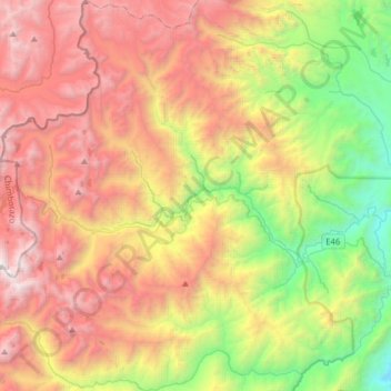Carte topographique Zuñac, altitude, relief