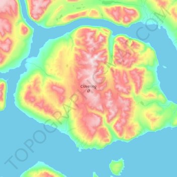 Carte topographique Clavering Ø, altitude, relief