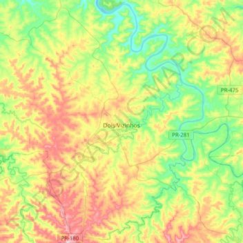 Carte topographique Dois Vizinhos, altitude, relief