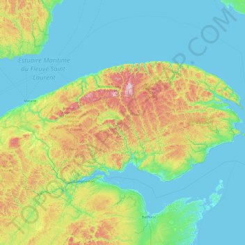 Carte topographique Québec, altitude, relief
