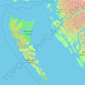 Carte topographique North Coast Regional District, altitude, relief