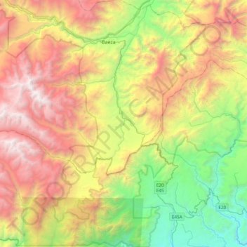 Carte topographique Cosanga, altitude, relief