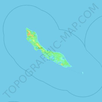 Carte topographique Curaçao, altitude, relief