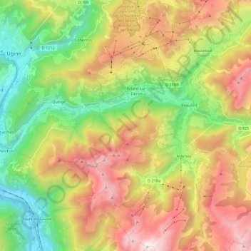Carte topographique Le Doron, altitude, relief
