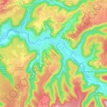 Carte topographique Ornans, altitude, relief