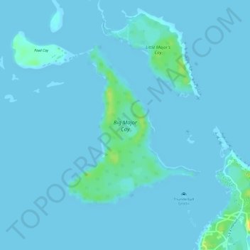 Carte topographique Big Major Cay, altitude, relief