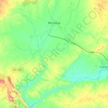 Carte topographique Moraleja, altitude, relief