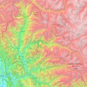 Carte topographique Kullu, altitude, relief