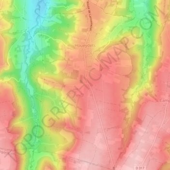 Carte topographique Houeydets, altitude, relief