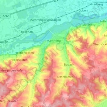 Carte topographique Mamming, altitude, relief