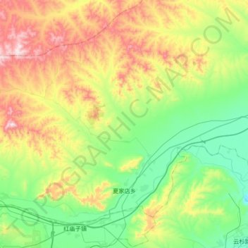 Carte topographique 夏家店乡, altitude, relief