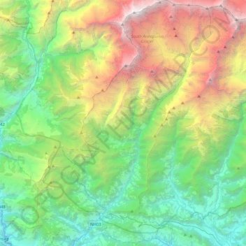Carte topographique Annapurna, altitude, relief