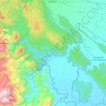 Carte topographique Tezonapa, altitude, relief