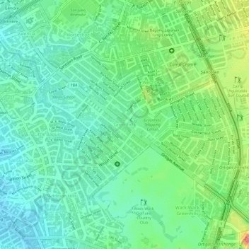 Carte topographique Greenhills, altitude, relief