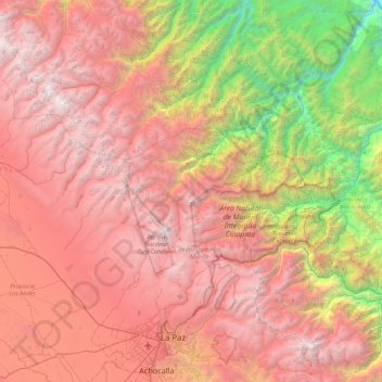 Carte topographique La Paz, altitude, relief