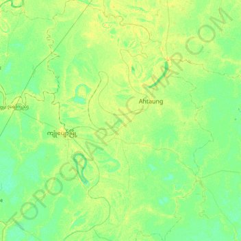Carte topographique Kyonpyaw, altitude, relief
