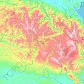 Carte topographique Pegunungan Arfak, altitude, relief