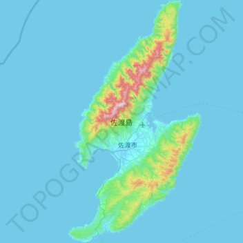 Carte topographique Sadogashima, altitude, relief