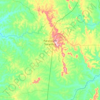 Carte topographique Paraíso do Tocantins, altitude, relief