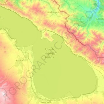 Carte topographique Lac Sevan, altitude, relief