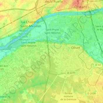 Carte topographique Le Loiret, altitude, relief