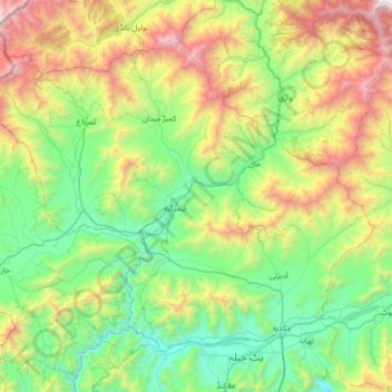 Carte topographique District du Bas-Dir, altitude, relief
